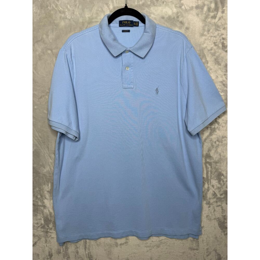 Polo Ralph Lauren Polo Shirt Men XL Light Blue Classic Fit Pique Cotton Preppy